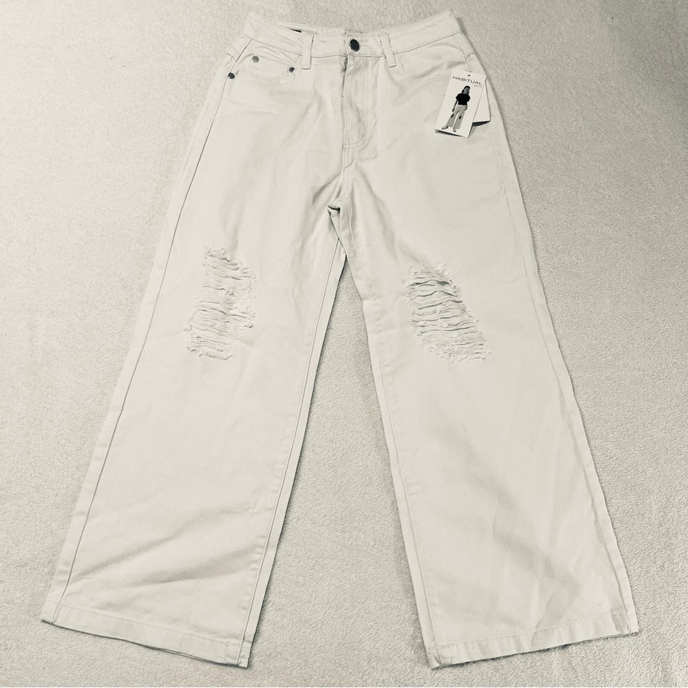 Habitual Girl Off-White Wide Leg High Rise Denim Jeans